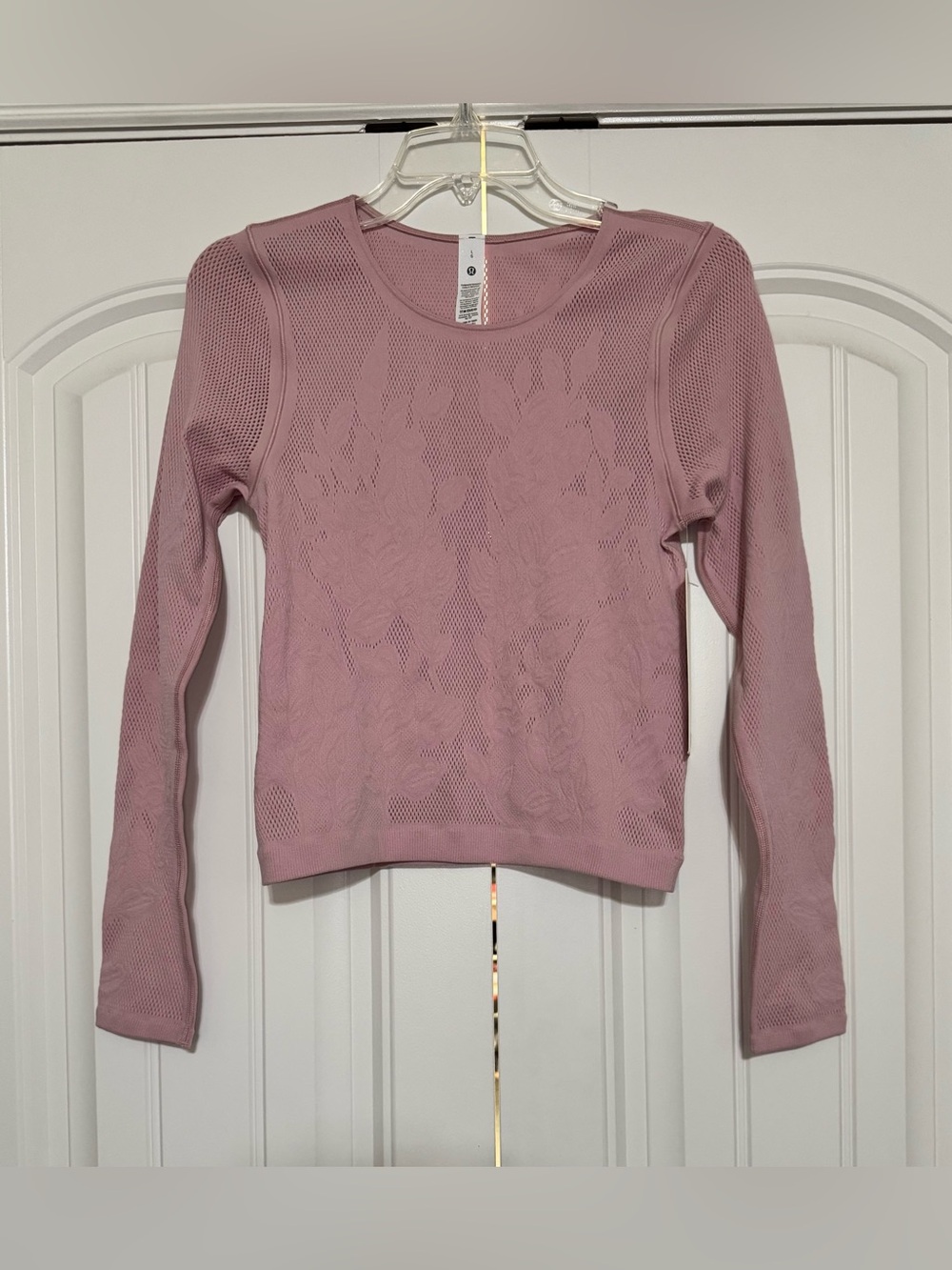 Lululemon RevealKnit Floral Long-Sleeve Shirt Pink Haze Size Large